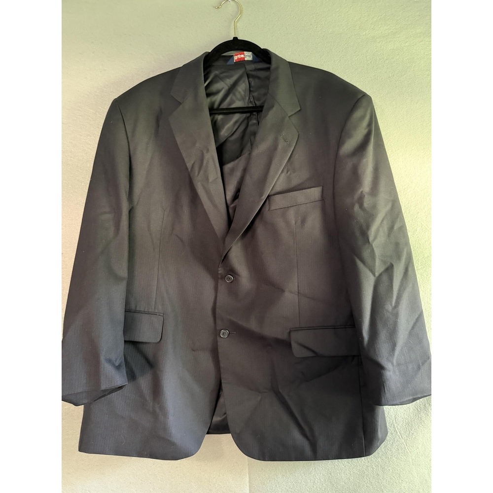 Stafford‎ Suit Jacket Mens 46S Navy Blue 100% Wool Super Suit Classic Formal